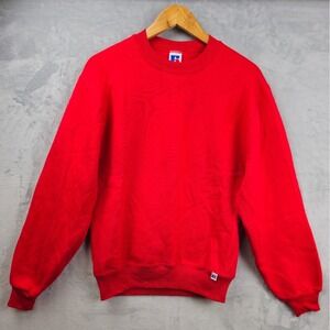 Vtg Russell Athletic Sweatshirt Mens Small Red Blank Crewneck Pullover USA 90s